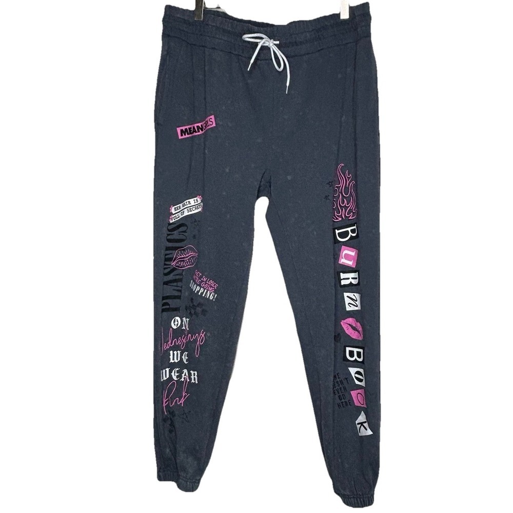 Mean Girls Size XXL Sweatpants Acid Wash Novelty Graphic Retro Y2K Grunge